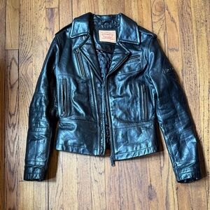 Vintage Levi’s Moto Black Leather Jacket with quilted lining Women’s Small S